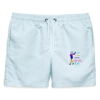 Oma Fun Stuff - lustige Geschenke für Oma - Männer Badeshorts - hellblau gestreift - Vorne - AI Model Male 178 light (178cm)