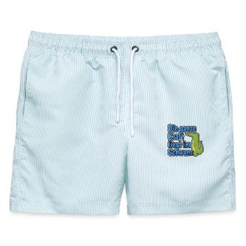 Die ganze Kraft liegt im Schwanz - Männer Badeshorts - hellblau gestreift - Vorne - AI Model Male 178 light (178cm)