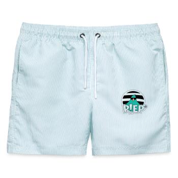 PIEP Türsteher Vogel "Ben" - Männer Badeshorts - hellblau gestreift - Vorne - AI Model Male 178 light (178cm)