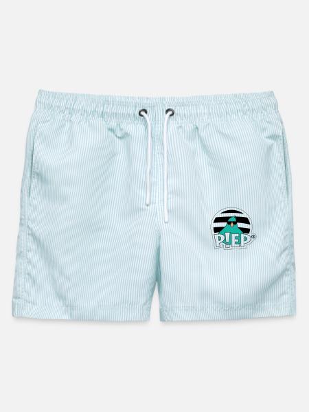 PIEP Türsteher Vogel "Ben" - Männer Badeshorts - hellblau gestreift