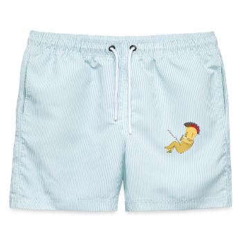 Punk - Männer Badeshorts - hellblau gestreift - Vorne - AI Model Male 178 light (178cm)