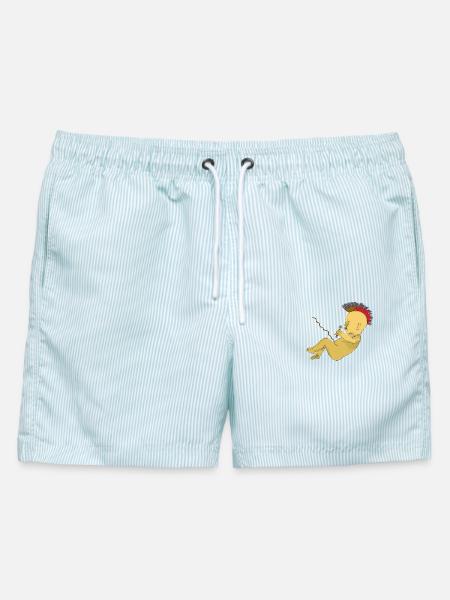 Punk - Männer Badeshorts - hellblau gestreift