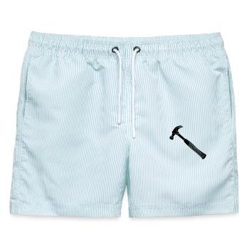Hammer für Schreiner - Männer Badeshorts - hellblau gestreift - Vorne - AI Model Male 178 light (178cm)