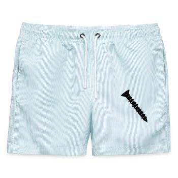 Schraube - Männer Badeshorts - hellblau gestreift - Vorne - AI Model Male 178 light (178cm)