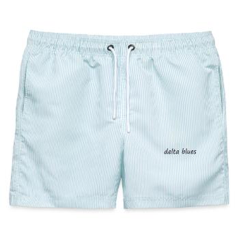 Delta Blues - Männer Badeshorts - hellblau gestreift - Vorne - AI Model Male 178 light (178cm)