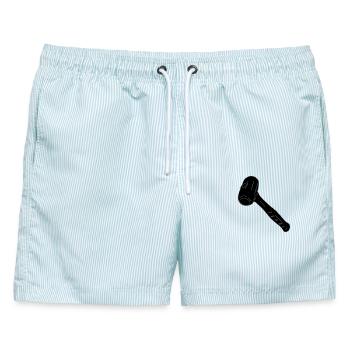 Vorschlaghammer - Männer Badeshorts - hellblau gestreift - Vorne - AI Model Male 178 light (178cm)