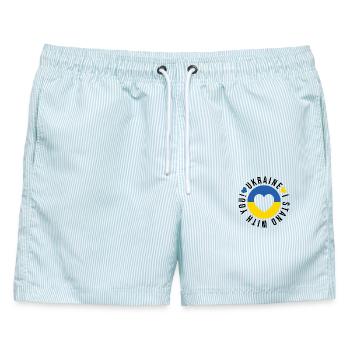 Ukraine! Ich stehe zu dir - Männer Badeshorts - hellblau gestreift - Vorne - AI Model Male 178 light (178cm)