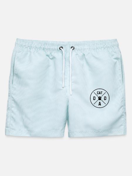 Cat Dad - Männer Badeshorts - hellblau gestreift