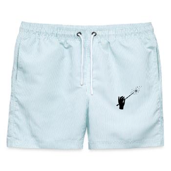 Zauberstab, Zauberer, Zauberei, Hand - Männer Badeshorts - hellblau gestreift - Vorne - AI Model Male 178 light (178cm)