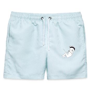 Punks not dead - Männer Badeshorts - hellblau gestreift - Vorne - AI Model Male 178 light (178cm)