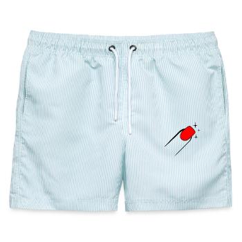 Nagellack Maniküre Logo - Männer Badeshorts - hellblau gestreift - Vorne - AI Model Male 178 light (178cm)