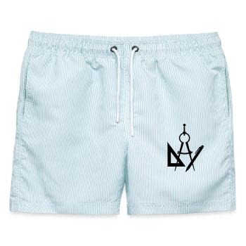 Passer-Logo des Werkzeugarchitekten - Männer Badeshorts - hellblau gestreift - Vorne - AI Model Male 178 light (178cm)