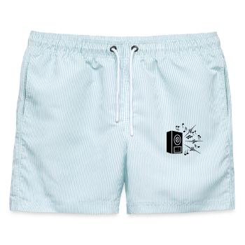 Spieluhr mit viel lauter Musik - Männer Badeshorts - hellblau gestreift - Vorne - AI Model Male 178 light (178cm)