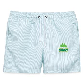 Möge der Wald mit dir sein - Männer Badeshorts - hellblau gestreift - Vorne - AI Model Male 178 light (178cm)