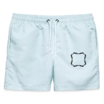 Dekorativer Rahmen Fotorahmen - Männer Badeshorts - hellblau gestreift - Vorne - AI Model Male 178 light (178cm)