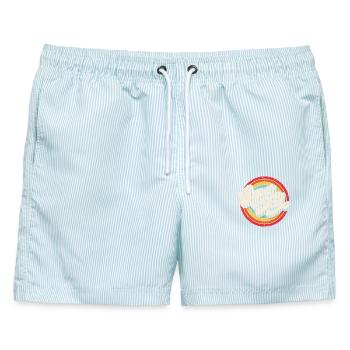 Superdad Geschenk für Vater - Männer Badeshorts - hellblau gestreift - Vorne - AI Model Male 178 light (178cm)