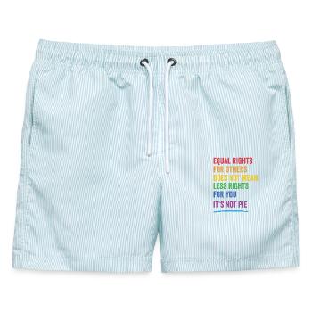 LGBT - Gleiche Rechte für andere - Männer Badeshorts - hellblau gestreift - Vorne - AI Model Male 178 light (178cm)