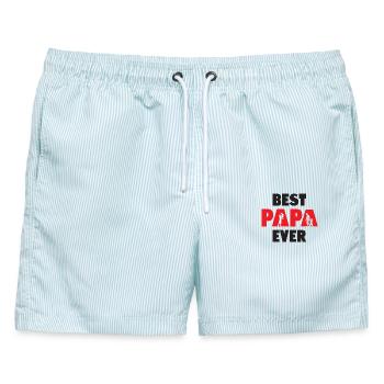 Bester Papa aller Zeiten - Männer Badeshorts - hellblau gestreift - Vorne - AI Model Male 178 light (178cm)