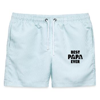 Bester Papa aller Zeiten - Männer Badeshorts - hellblau gestreift - Vorne - AI Model Male 178 light (178cm)