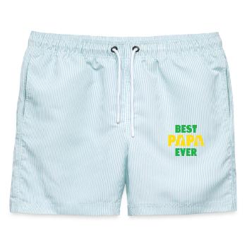 Bester Papa aller Zeiten - Männer Badeshorts - hellblau gestreift - Vorne - AI Model Male 178 light (178cm)