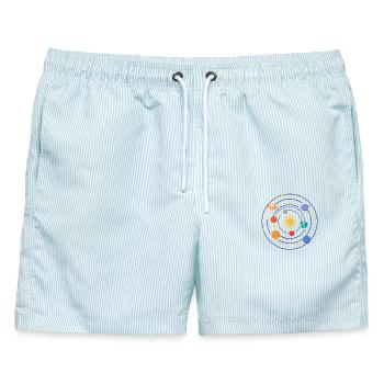 Sonnensystem - Männer Badeshorts - hellblau gestreift - Vorne - AI Model Male 178 light (178cm)