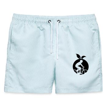 Gesundes Obst Radfahrer Orange - Männer Badeshorts - hellblau gestreift - Vorne - AI Model Male 178 light (178cm)