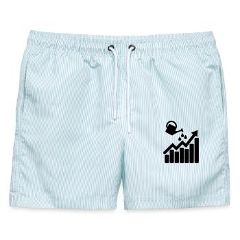 Diagramm mit Gießkanne lässt es wachsen - Männer Badeshorts - hellblau gestreift - Vorne - AI Model Male 178 light (178cm)