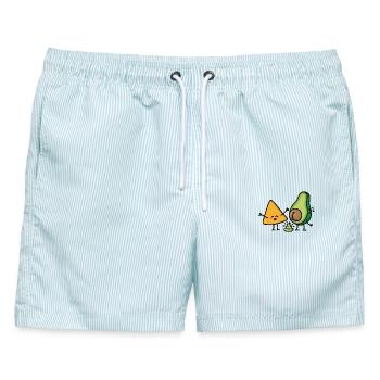 Avocado kacken Tortilla-Chips Guacamole Scheiße - Männer Badeshorts - hellblau gestreift - Vorne - AI Model Male 178 light (178cm)