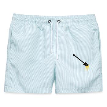 Honiglöffel mit Honig - Männer Badeshorts - hellblau gestreift - Vorne - AI Model Male 178 light (178cm)