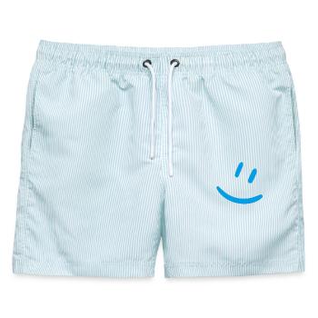 Smily türkis - Männer Badeshorts - hellblau gestreift - Vorne - AI Model Male 178 light (178cm)