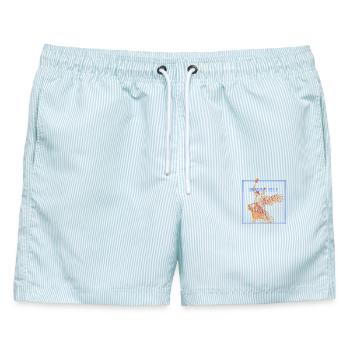 Invincible Angle with Lion - Männer Badeshorts - hellblau gestreift - Vorne - AI Model Male 178 light (178cm)