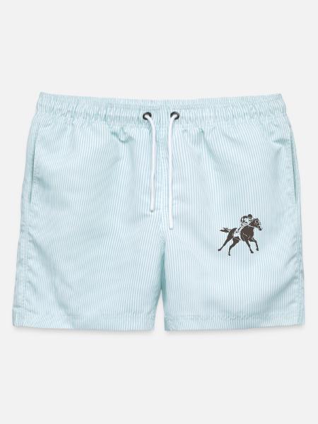 Rennpferd - Männer Badeshorts - hellblau gestreift