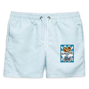 Volksfest in München - Männer Badeshorts - hellblau gestreift - Vorne - AI Model Male 178 light (178cm)