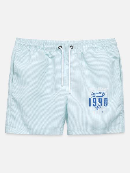 Italien - Uruguay 90 - Männer Badeshorts - hellblau gestreift