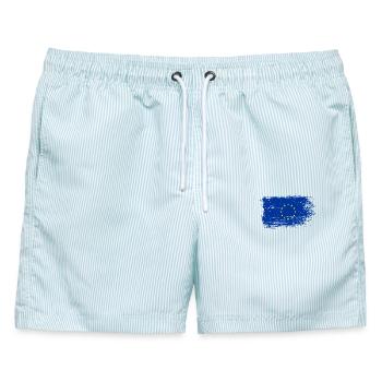 Pinselstrich EU-Flagge - Männer Badeshorts - hellblau gestreift - Vorne - AI Model Male 178 light (178cm)