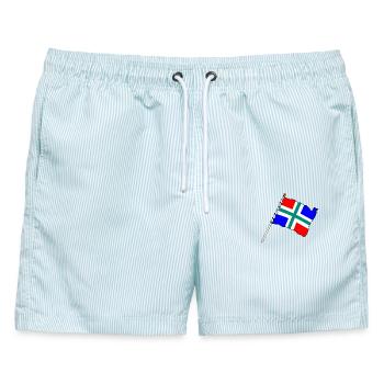Flagge Provinz Groningen - Männer Badeshorts - hellblau gestreift - Vorne - AI Model Male 178 light (178cm)