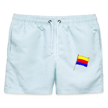 Flagge der Flagge der Provinz Nordholland - Männer Badeshorts - hellblau gestreift - Vorne - AI Model Male 178 light (178cm)