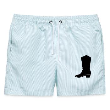 Cowboy-Westernstiefel - Männer Badeshorts - hellblau gestreift - Vorne - AI Model Male 178 light (178cm)