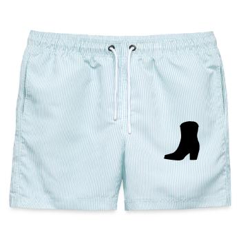 Damen Westernstiefel - Männer Badeshorts - hellblau gestreift - Vorne - AI Model Male 178 light (178cm)