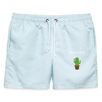 Free hugs Kaktus - Männer Badeshorts - hellblau gestreift - Vorne - AI Model Male 178 light (178cm)
