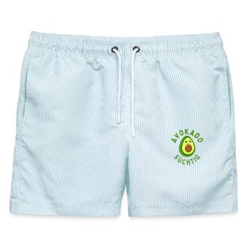 Avokado Süchtig Leckere und süße Avokado - Männer Badeshorts - hellblau gestreift - Vorne - AI Model Male 178 light (178cm)