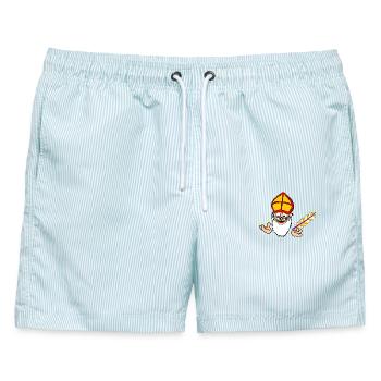 Weihnachtsmann - Männer Badeshorts - hellblau gestreift - Vorne - AI Model Male 178 light (178cm)