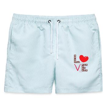 Love to Craft - Crochet or Crafting Gift Idea - Männer Badeshorts - hellblau gestreift - Vorne - AI Model Male 178 light (178cm)