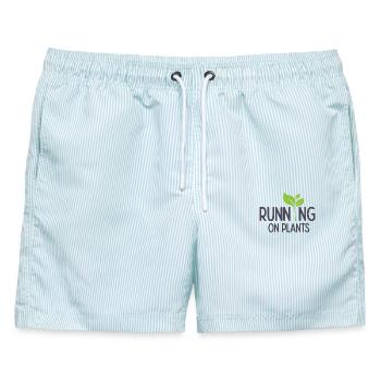 Laufen auf Pflanzen - Männer Badeshorts - hellblau gestreift - Vorne - AI Model Male 178 light (178cm)