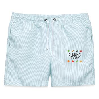 Laufen auf Pflanzen - Männer Badeshorts - hellblau gestreift - Vorne - AI Model Male 178 light (178cm)