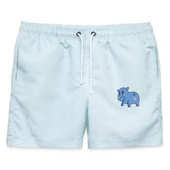 Nilpferd Arsch - Nilpferd Hintern - Männer Badeshorts - hellblau gestreift - Vorne - AI Model Male 178 light (178cm)