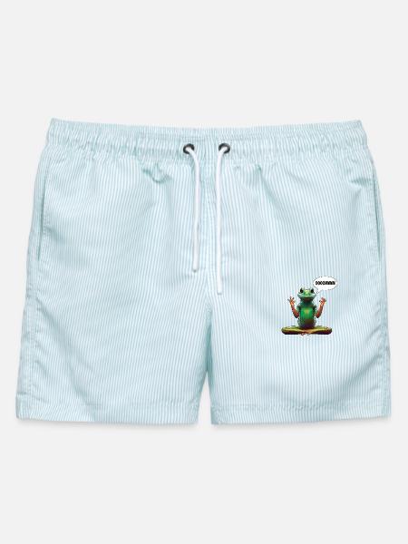 Yoga frog - Männer Badeshorts - hellblau gestreift