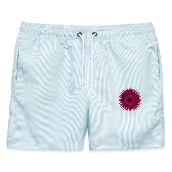 Vektor Blume - Männer Badeshorts - hellblau gestreift - Vorne - AI Model Male 178 light (178cm)