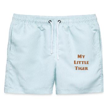 My little Tiger, fur prints, gestromt - Männer Badeshorts - hellblau gestreift - Vorne - AI Model Male 178 light (178cm)