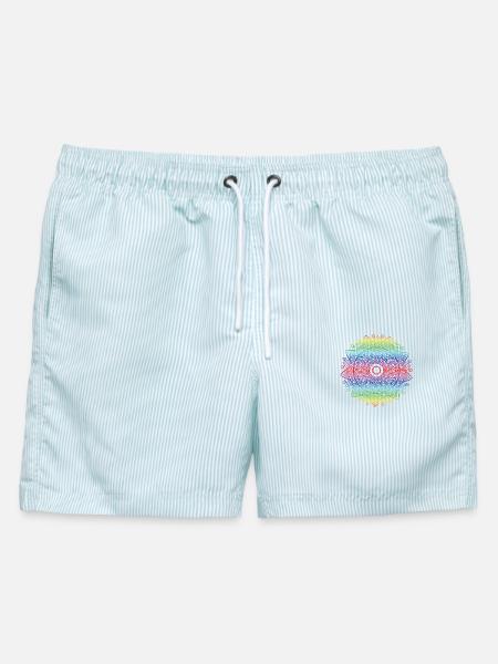 Mandala - Männer Badeshorts - hellblau gestreift